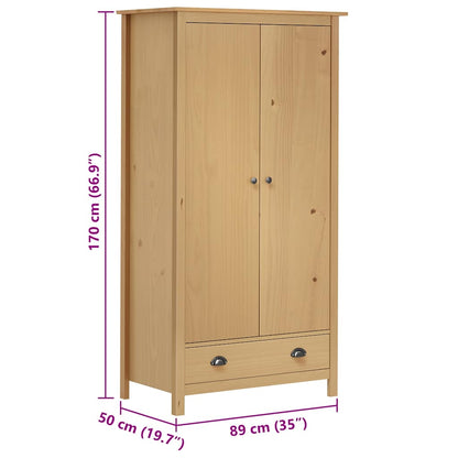 288947 vidaXL 2-Door Wardrobe "Hill" 89x50x170 cm Solid Pine Wood