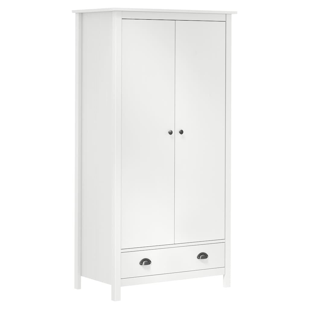 288948 vidaXL 2-Door Wardrobe "Hill" White 89x50x170 cm Solid Pine Wood