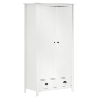 288948 vidaXL 2-Door Wardrobe "Hill" White 89x50x170 cm Solid Pine Wood