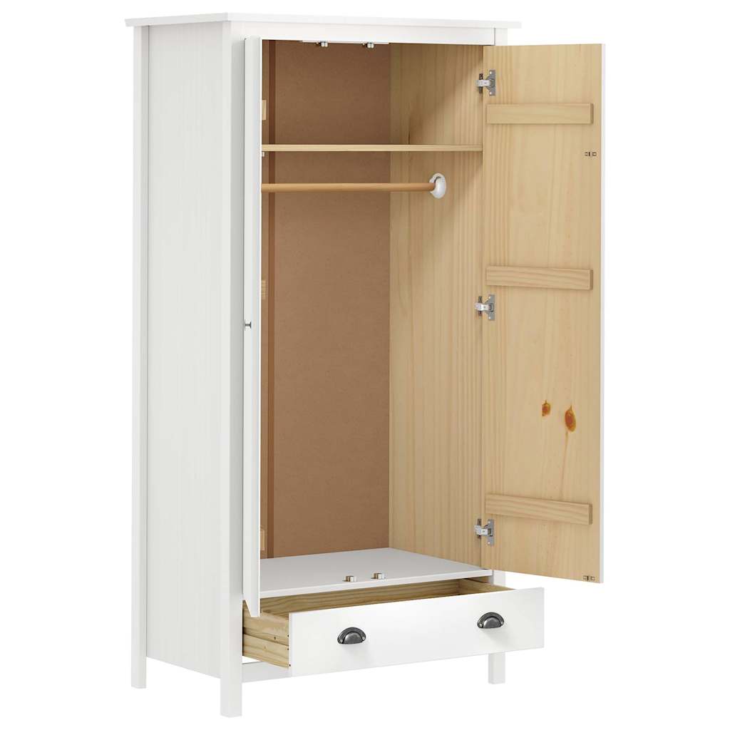 288948 vidaXL 2-Door Wardrobe "Hill" White 89x50x170 cm Solid Pine Wood