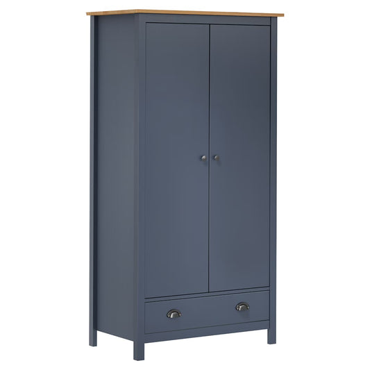 vidaXL 2-Door Wardrobe Hill Grey 89x50x170 cm Solid Pine Wood