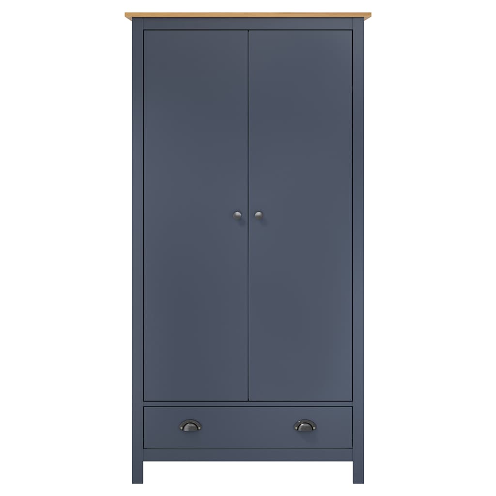 288949 vidaXL 2-Door Wardrobe "Hill" Grey 89x50x170 cm Solid Pine Wood