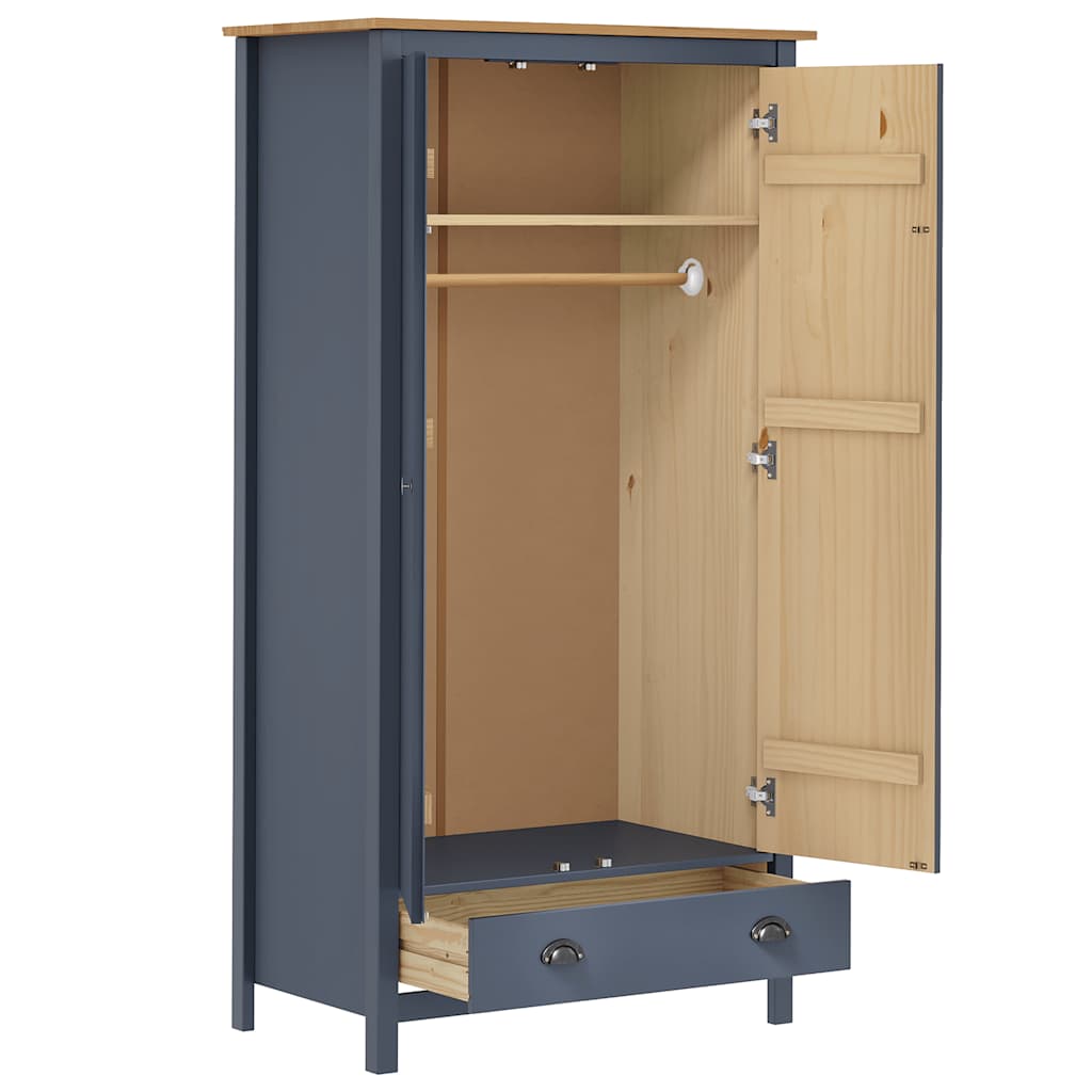 vidaXL 2-Door Wardrobe Hill Grey 89x50x170 cm Solid Pine Wood