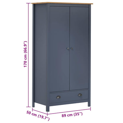 vidaXL 2-Door Wardrobe Hill Grey 89x50x170 cm Solid Pine Wood