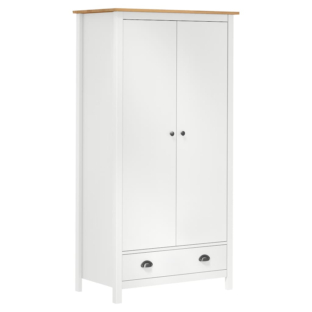 288950 vidaXL 2-Door Wardrobe "Hill" White 89x50x170 cm Solid Pine Wood
