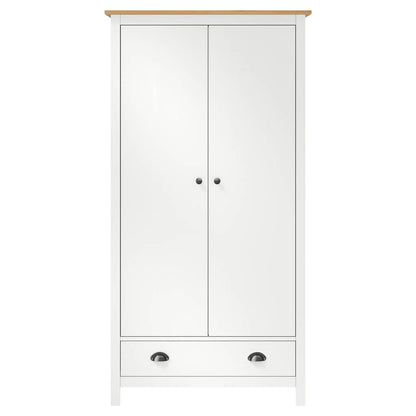 288950 vidaXL 2-Door Wardrobe "Hill" White 89x50x170 cm Solid Pine Wood