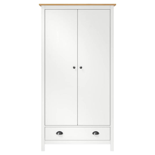 288950 vidaXL 2-Door Wardrobe "Hill" White 89x50x170 cm Solid Pine Wood