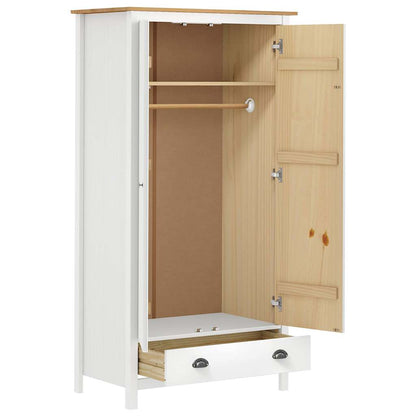 288950 vidaXL 2-Door Wardrobe "Hill" White 89x50x170 cm Solid Pine Wood
