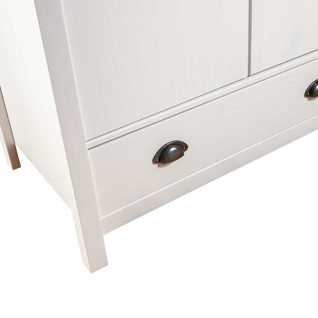 288950 vidaXL 2-Door Wardrobe "Hill" White 89x50x170 cm Solid Pine Wood
