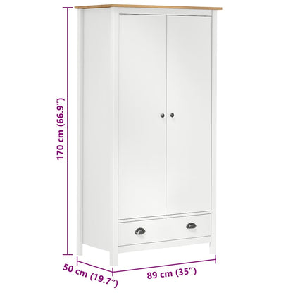 288950 vidaXL 2-Door Wardrobe "Hill" White 89x50x170 cm Solid Pine Wood