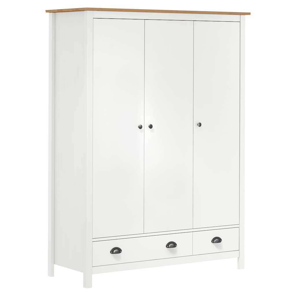 vidaXL Wardrobe | White and honey brown | Solid pine wood | Medium | Wardrobe