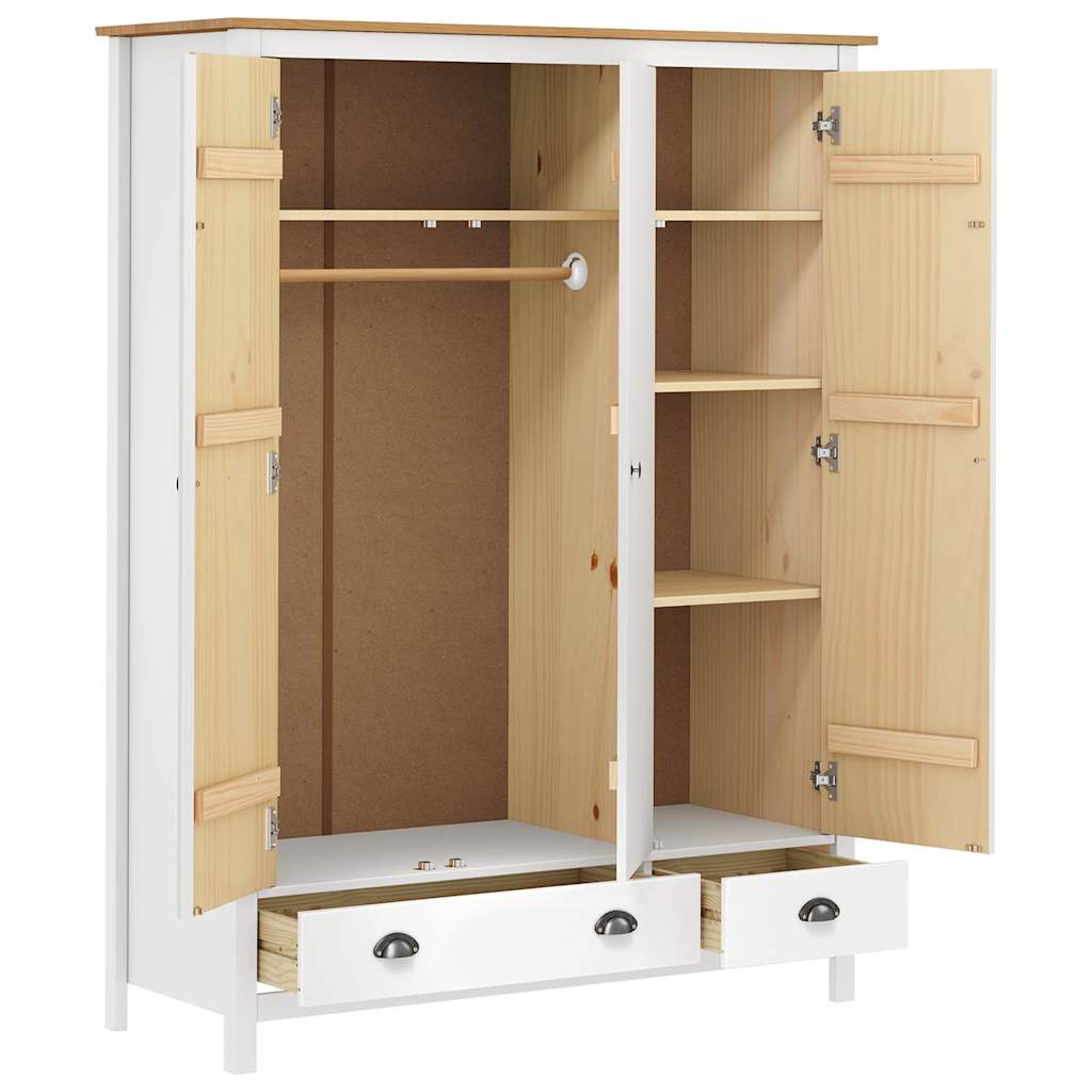 vidaXL Wardrobe | White and honey brown | Solid pine wood | Medium | Wardrobe