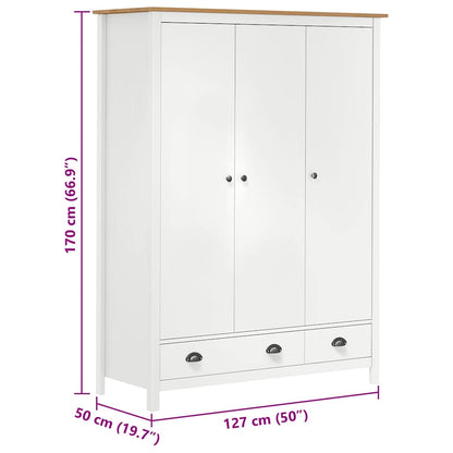 vidaXL Wardrobe | White and honey brown | Solid pine wood | Medium | Wardrobe