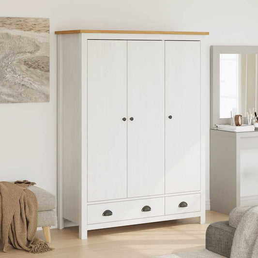 vidaXL Wardrobe | White and honey brown | Solid pine wood | Medium | Wardrobe