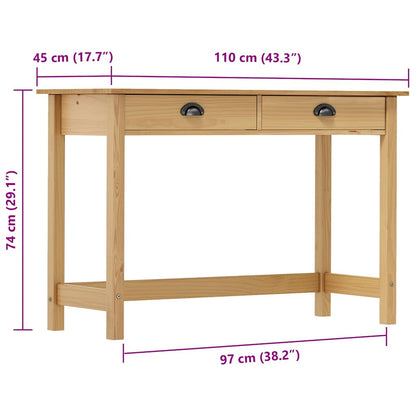 288991 vidaXL Console Table "Hill" with 2 Drawers 110x45x74 cm Solid Pine Wood