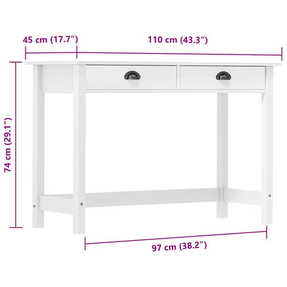 288992 vidaXL Console Table "Hill" with 2 Drawers 110x45x74 cm Solid Pine Wood
