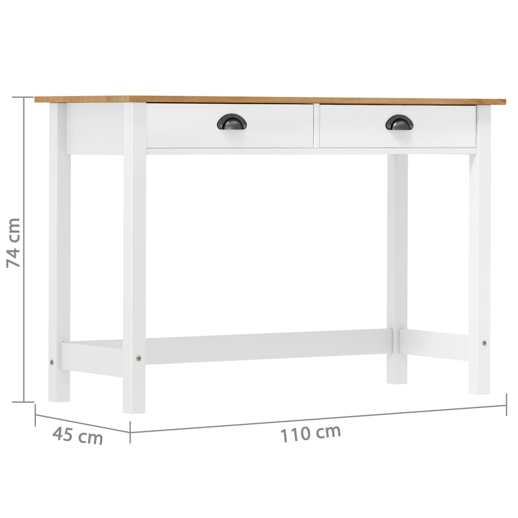 vidaXL Console Table Hill with 2 Drawers 110x45x74 cm Solid Pine Wood