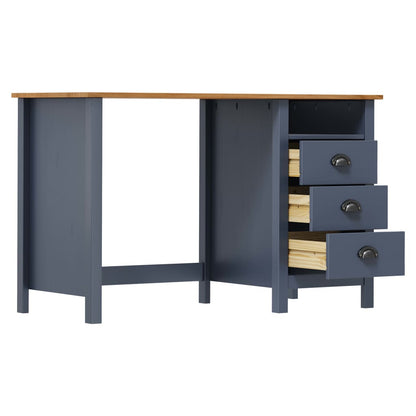 vidaXL Desk Hill with 3 Drawers Grey 120x50x74 cm Solid Pine Wood