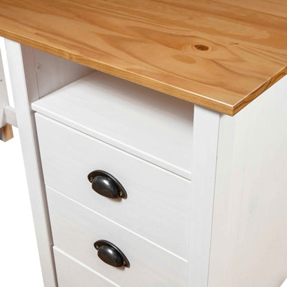 vidaXL Desk Hill with 3 Drawers 120x50x74 cm Solid Pine Wood