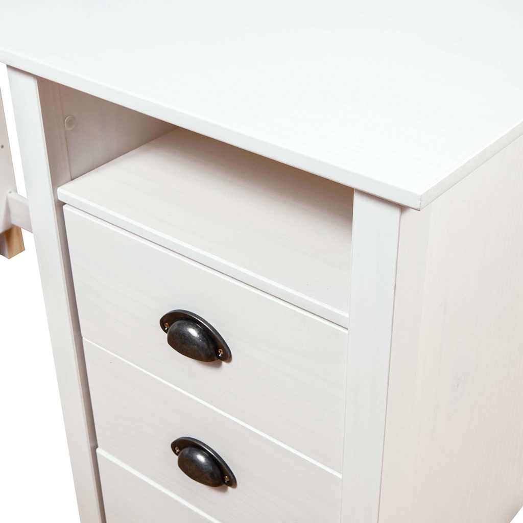 289000 vidaXL Desk "Hill" White 150x50x74 cm Solid Pine Wood