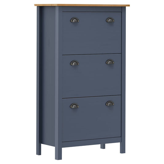 vidaXL Shoe Cabinet | Grey and honey brown | Solid pine wood | Medium