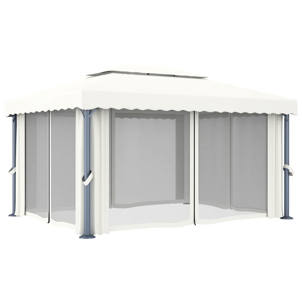 vidaXL Gazebo with Curtain 4x3 m Cream White Aluminium