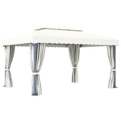 vidaXL Gazebo with Curtain 4x3 m Cream White Aluminium