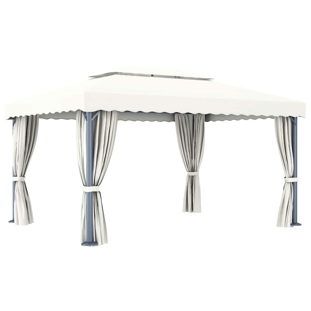 vidaXL Gazebo with Curtain 4x3 m Cream White Aluminium