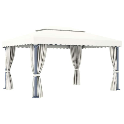 vidaXL Gazebo with Curtain 4x3 m Cream White Aluminium