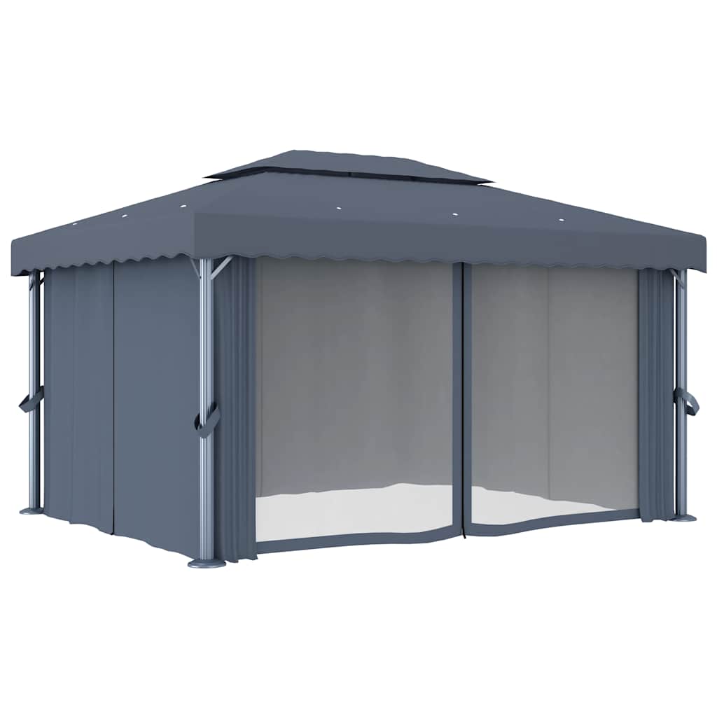 vidaXL Gazebo with Curtain 4x3 m Anthracite Aluminium