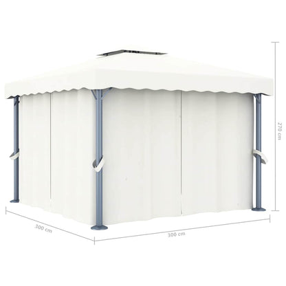 vidaXL Gazebo with Curtain 3x3 m Cream White Aluminium