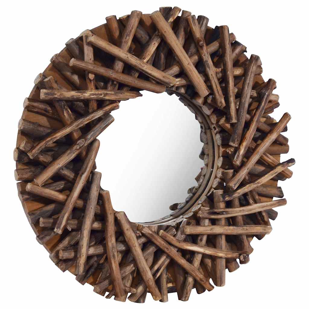 288801 vidaXL Wall Mirror 40 cm Teak Round