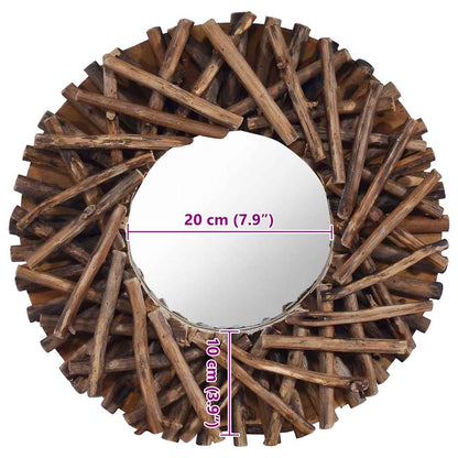 288801 vidaXL Wall Mirror 40 cm Teak Round
