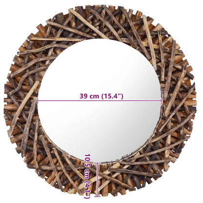 vidaXL Wall Mirror 60 cm Teak Round