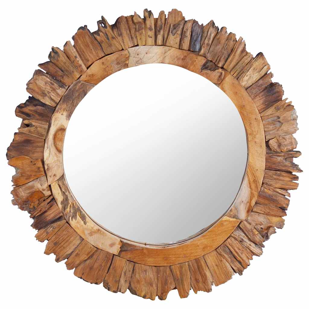 288804 vidaXL Wall Mirror 60 cm Teak Round