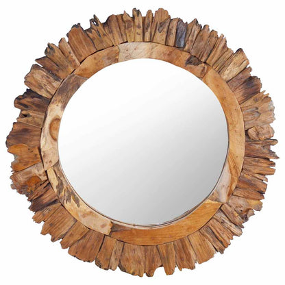 288804 vidaXL Wall Mirror 60 cm Teak Round