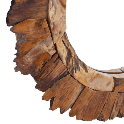 288804 vidaXL Wall Mirror 60 cm Teak Round