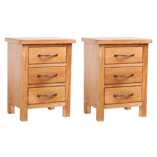 vidaXL Bedside Cabinet | Natural wood | Solid oak wood | 40x30x54 cm | Drawers
