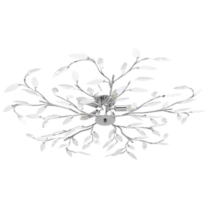 vidaXL Ceiling Lamp with Acrylic Crystal Leaf Arms for 5 E14 Bulbs White