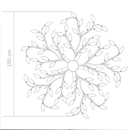 vidaXL Ceiling Lamp with Acrylic Crystal Leaf Arms for 5 E14 Bulbs White