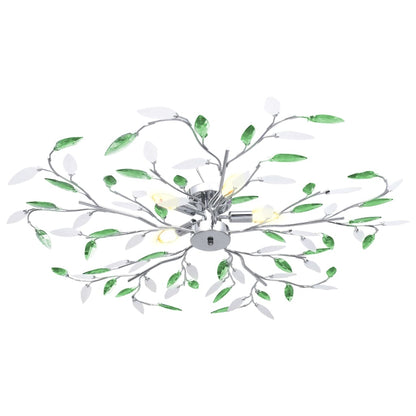vidaXL Ceiling Lamp with Acrylic Crystal Leaf Arms for 5 E14 Bulbs Green