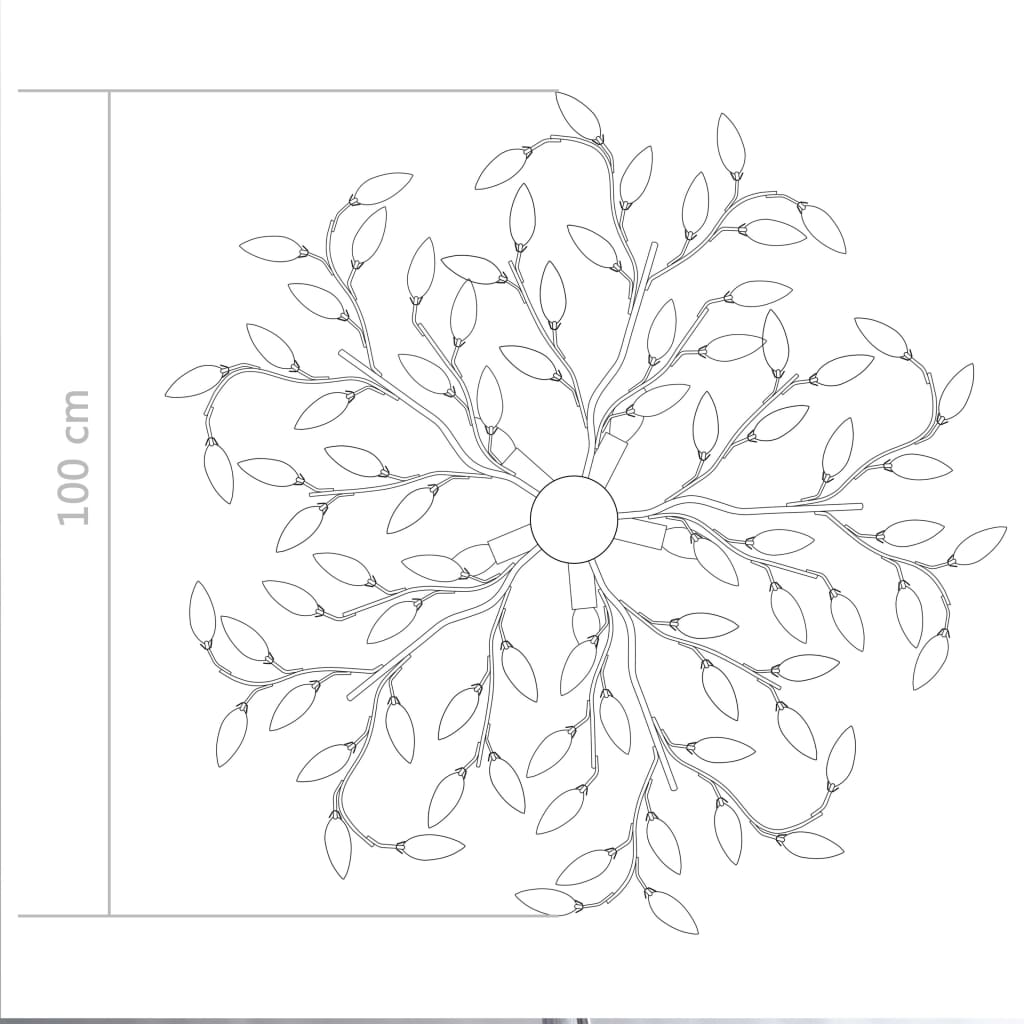 vidaXL Ceiling Lamp with Acrylic Crystal Leaf Arms for 5 E14 Bulbs Green