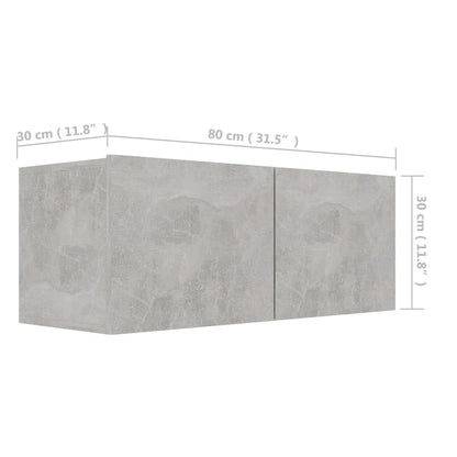 vidaXL TV Cabinet Concrete Grey 80x30x30 cm Engineered Wood