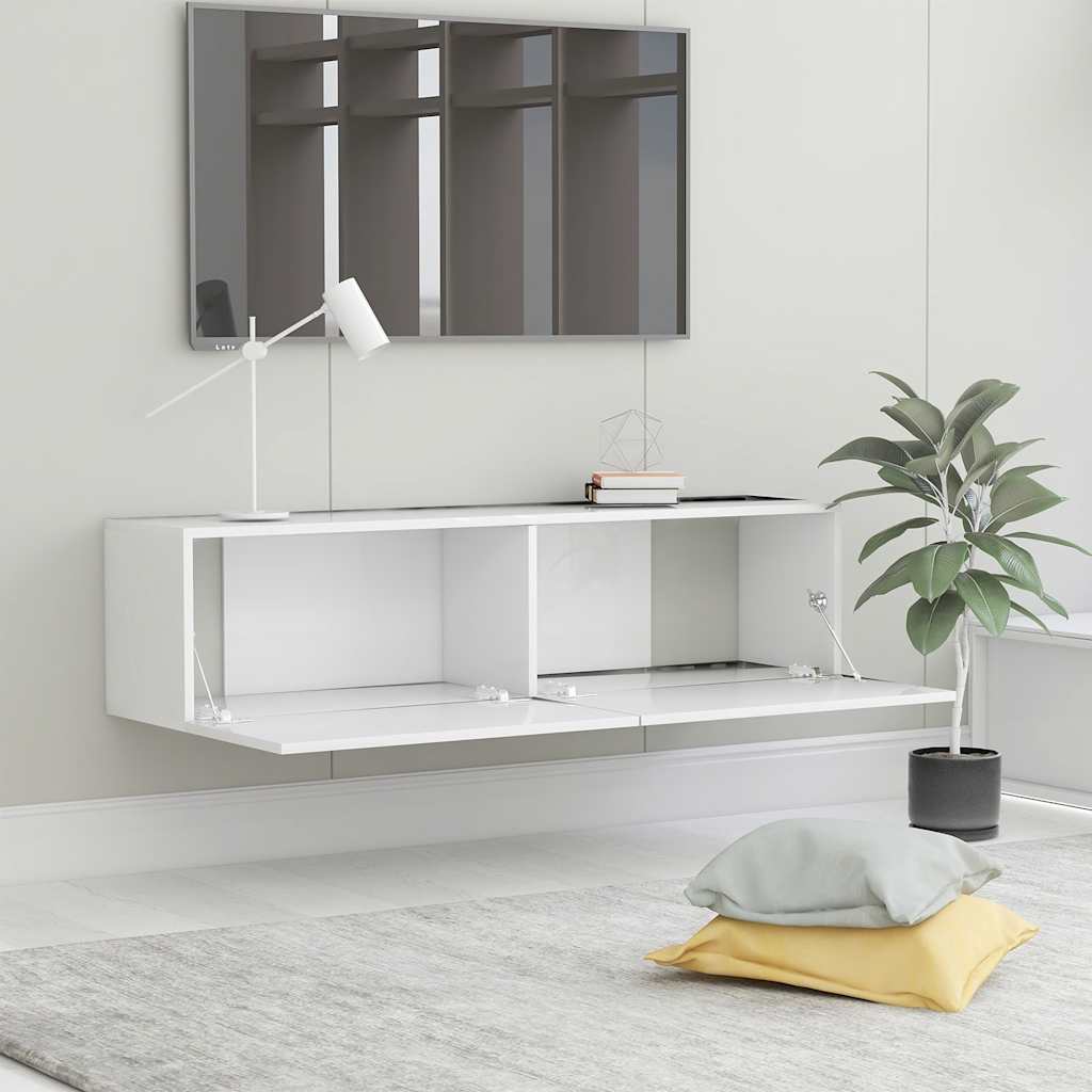 vidaXL TV Cabinet | White | Engineered Wood | Medium | Drop-Down | TV Cabinet