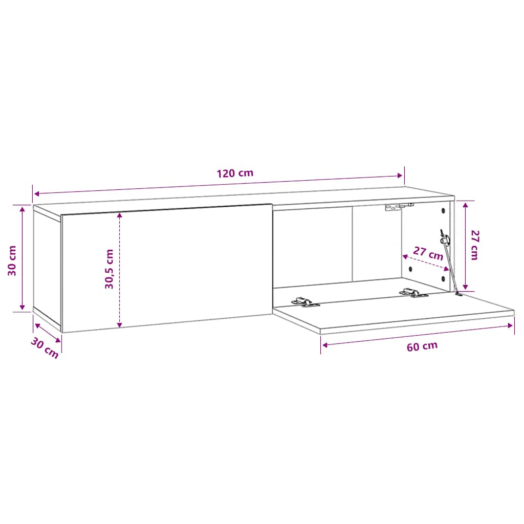 vidaXL TV Cabinet Concrete Grey 120x30x30 cm Engineered Wood