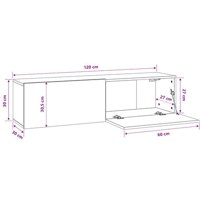 vidaXL TV Cabinet Concrete Grey 120x30x30 cm Engineered Wood
