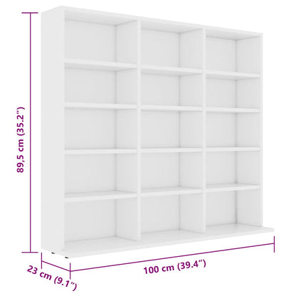 vidaXL CD Cabinet White 100x23x89.5 cm Engineered Wood