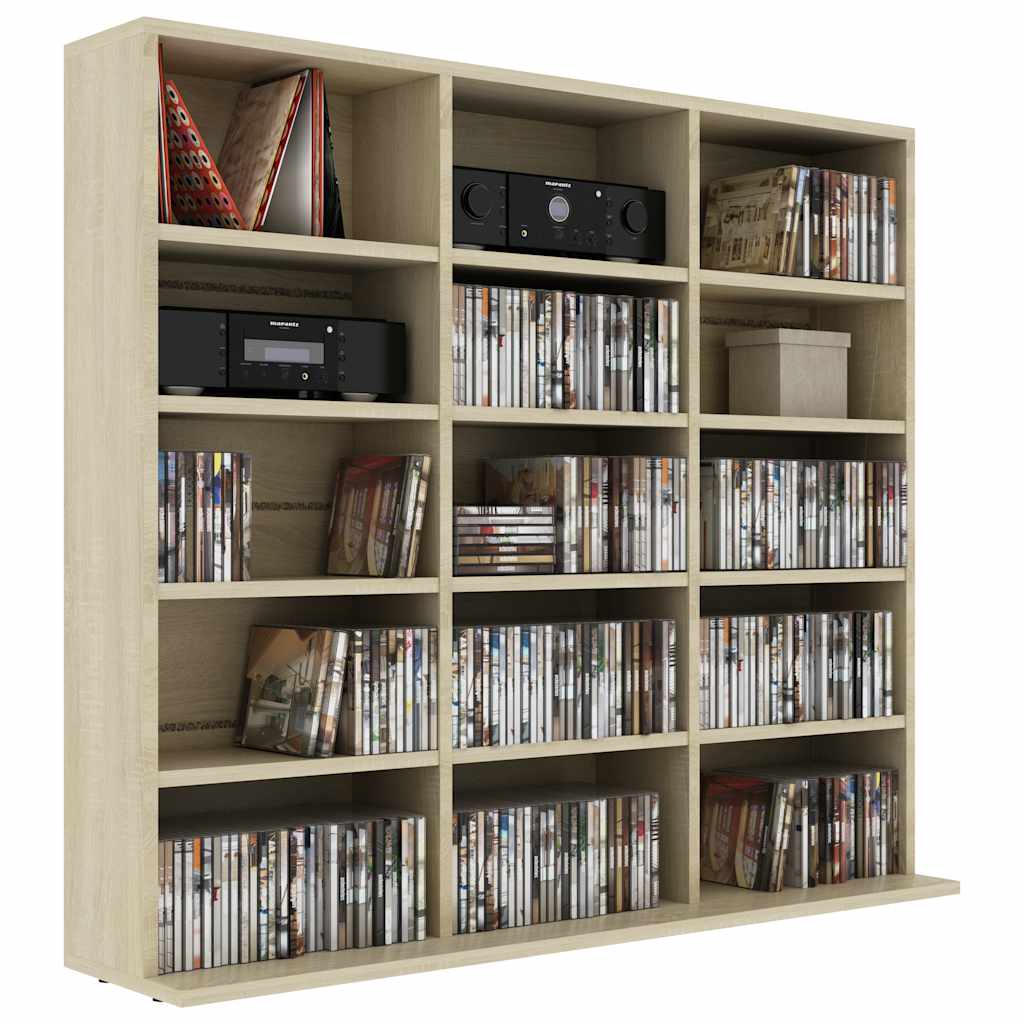 vidaXL CD Cabinet Sonoma Oak 100x23x89.5 cm Engineered Wood