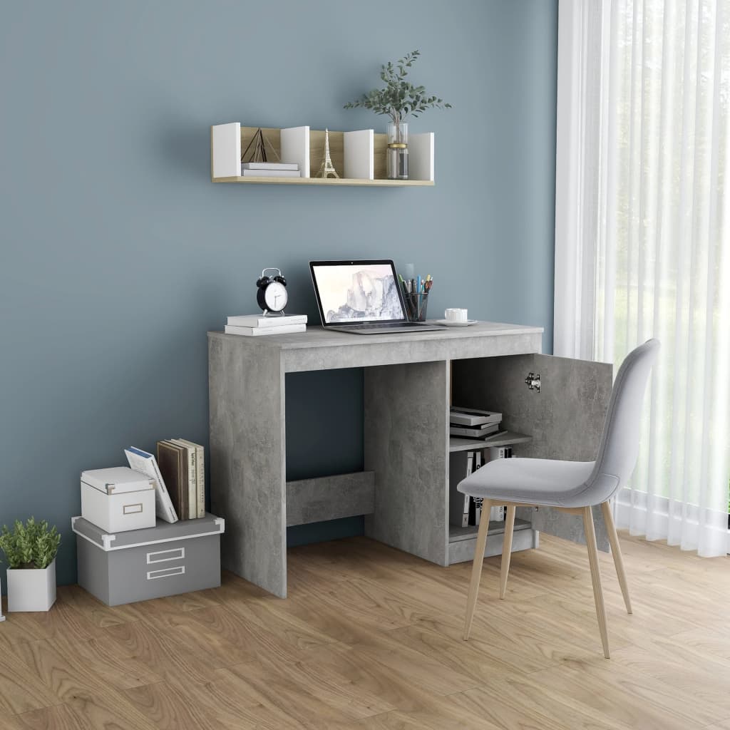 vidaXL Desk Concrete Grey 100x50x76 cm Engineered Wood