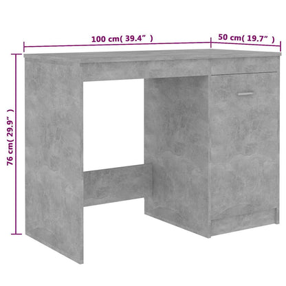801800 vidaXL Desk Concrete Grey 100x50x76 cm Engineered Wood